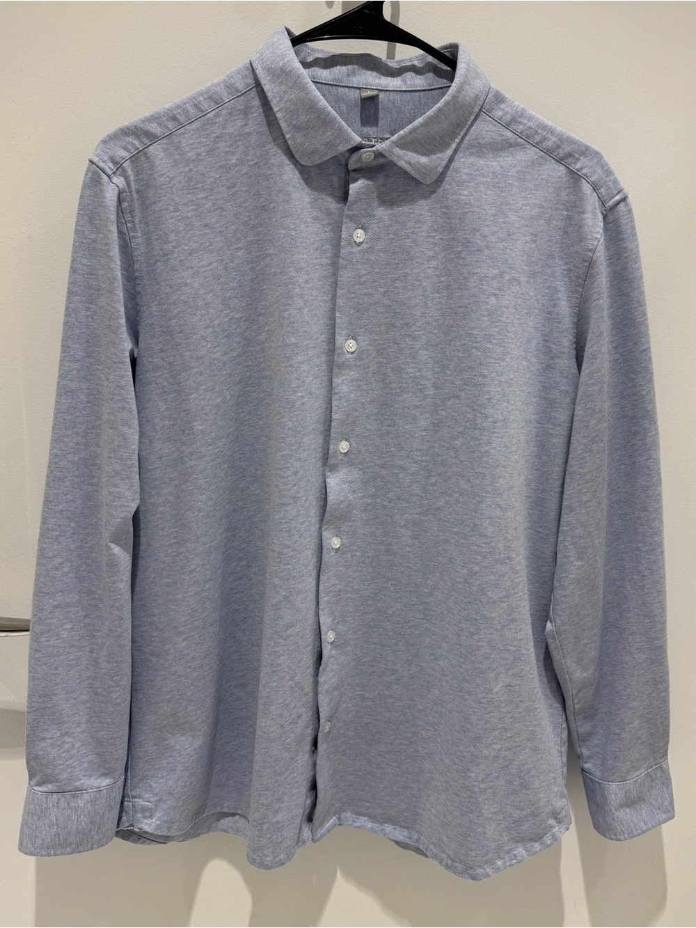 Men's Light Blue Long-Sleeve Button-Down Natural Performance Stretch Shirt